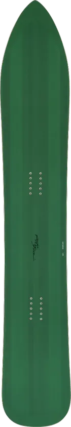 Gentemstick TT 165 Classic 24-25年モデル:緑のトップデッキ、ポインテッドノーズとラウンドテール
