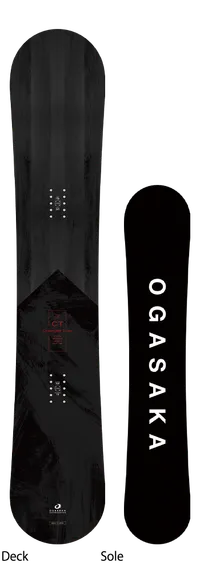 Ogasaka CT 25-26 トップデッキ（黒ベース・山モチーフ）とソール（OGASAKAロゴ入り）